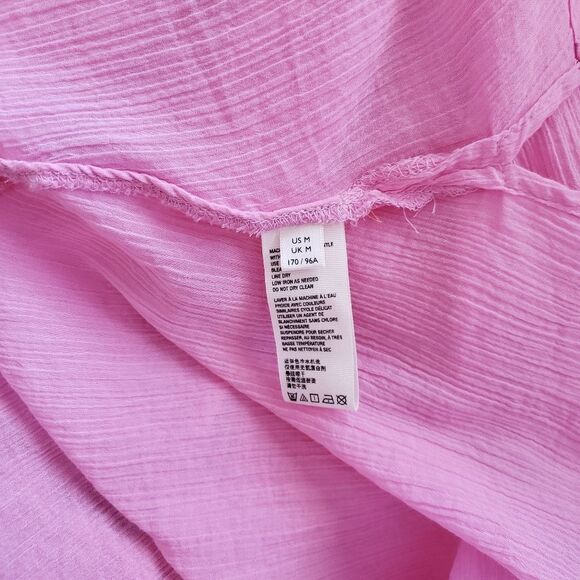 Free People 100% Cotton Clemence Buttondown Blouse Shirt Pink Size Medium - Picture 10 of 13